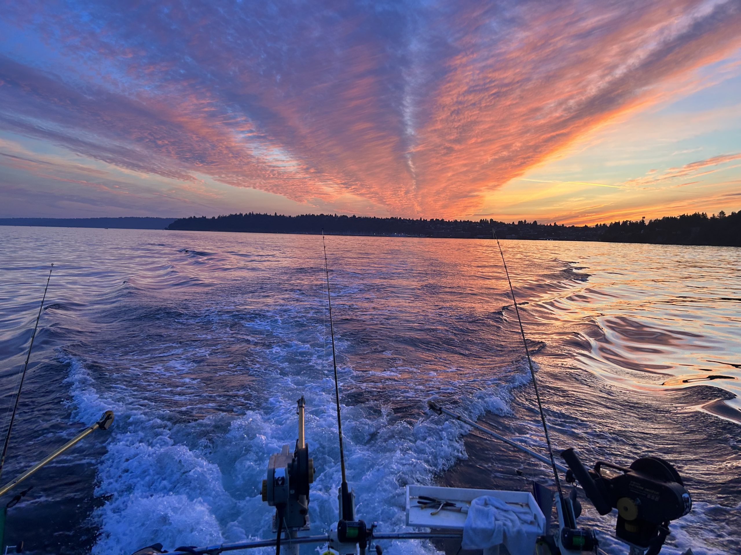 Fish Finders Seattle Fishing Charters- Fishing in the evening